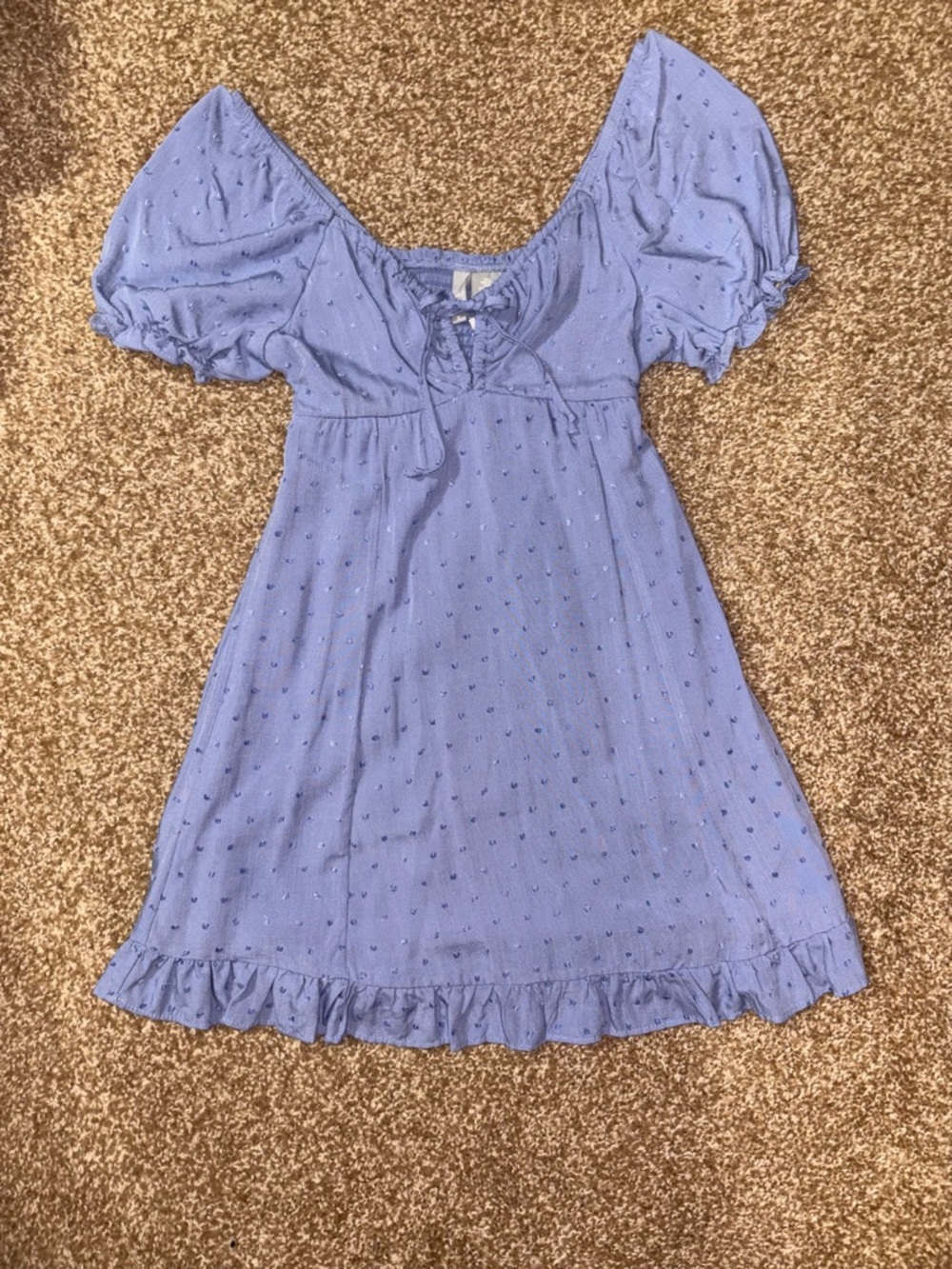 Tilly's Blue Puff-Sleeve Tie-Front Dress